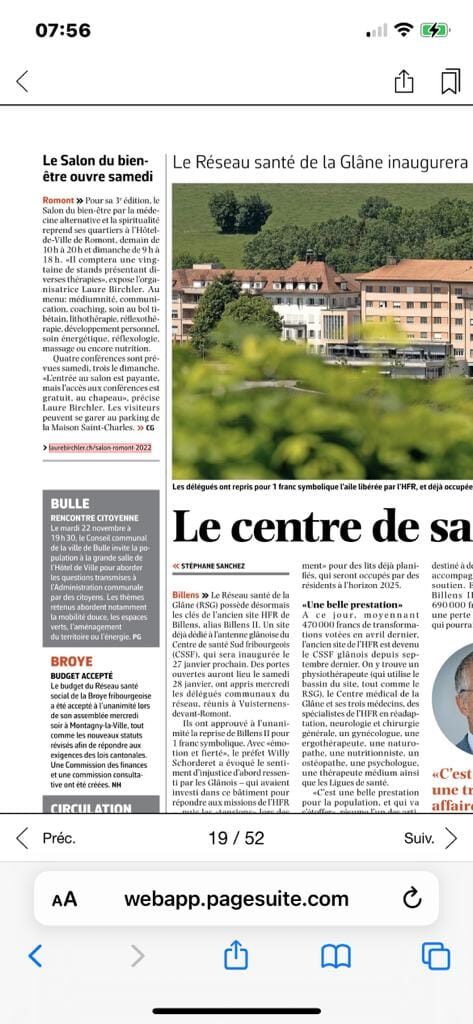 Article de presse sur l'édition Romont 2022