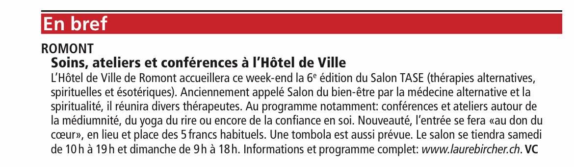 Article de presse sur l'édition Romont 2025
